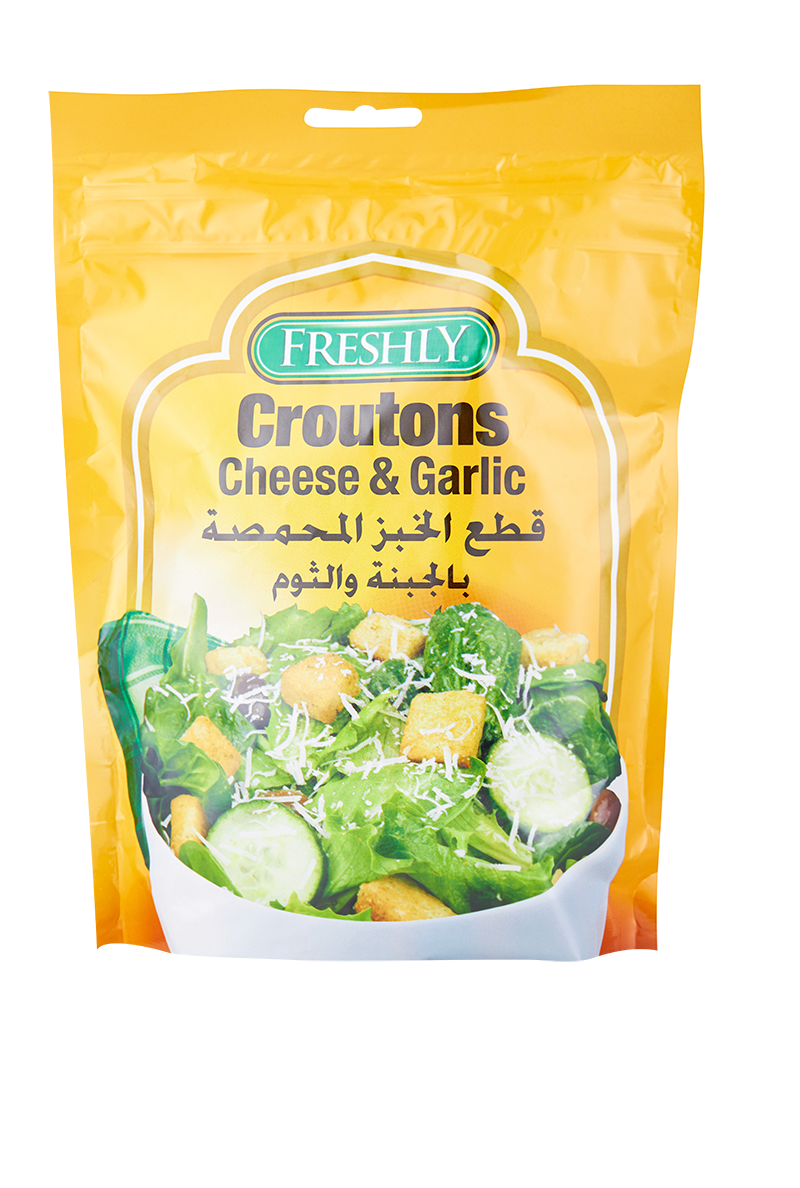 قطع الخبز المحمصة بالجنة و الثوم ....